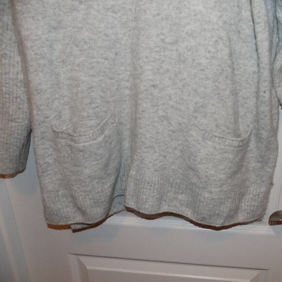 ABERCROMBIE & FITCH Womens Gray Sweater Pockets Large Boatneck Vtg Boho Oatmeal - Picture 2 of 8